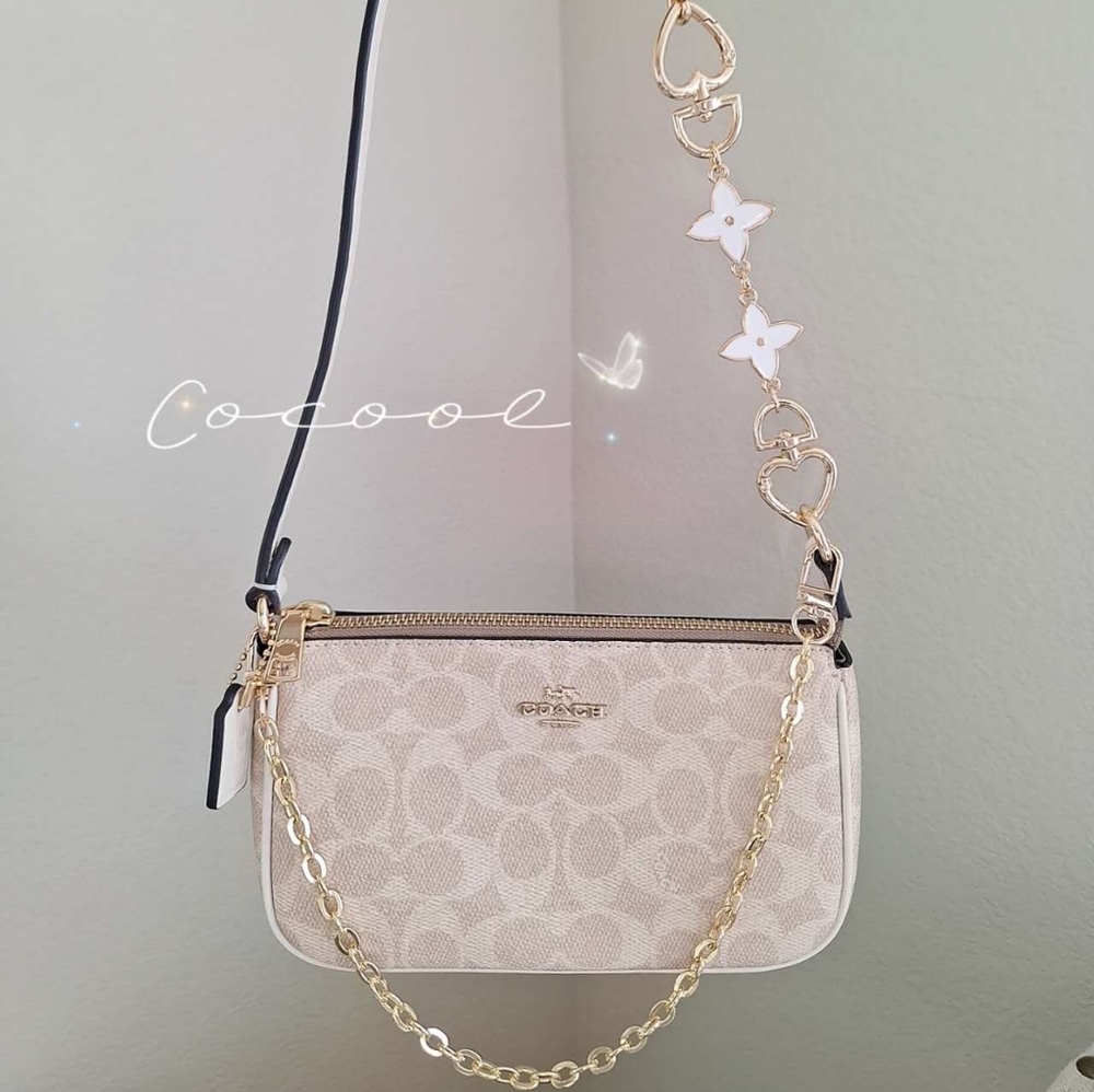 New Coach Nolita 19 In Signature Canvas CW426 (Sand/chalk )+ 2 Chains - Picture 4 of 12